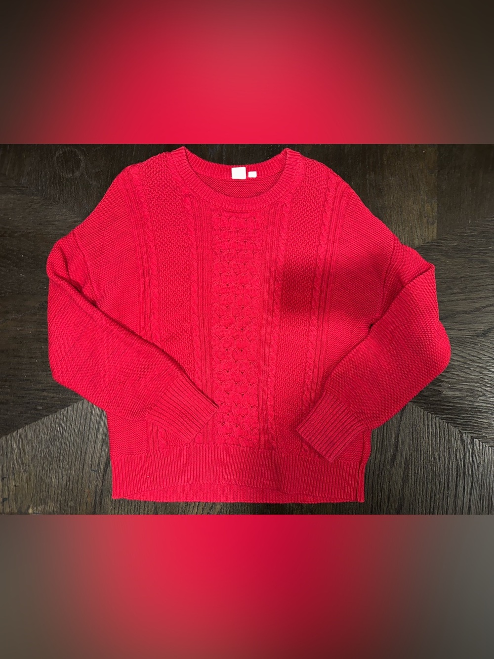 GAP Red Cable Knit Crewneck Sweater